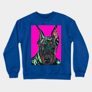 Doberman Pinscher Hot Magenta Background Crewneck Sweatshirt